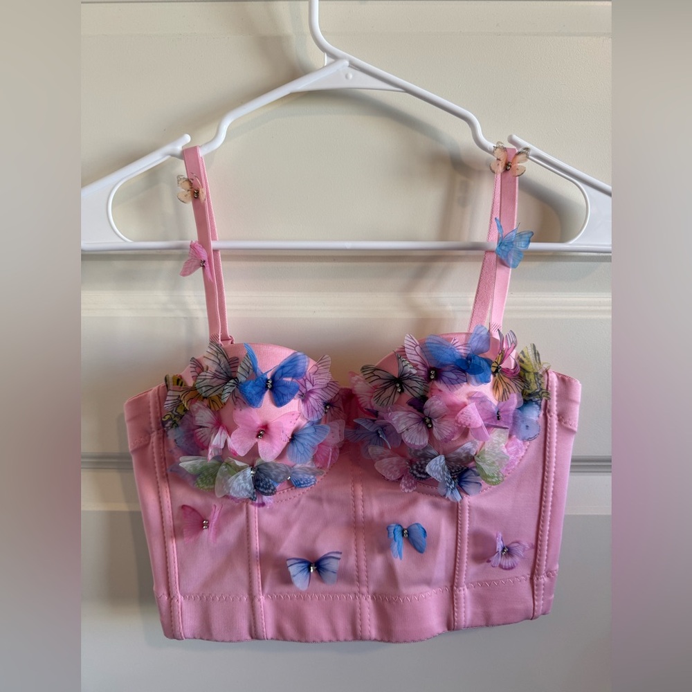 Pink Butterfly Adjustable Corset Top